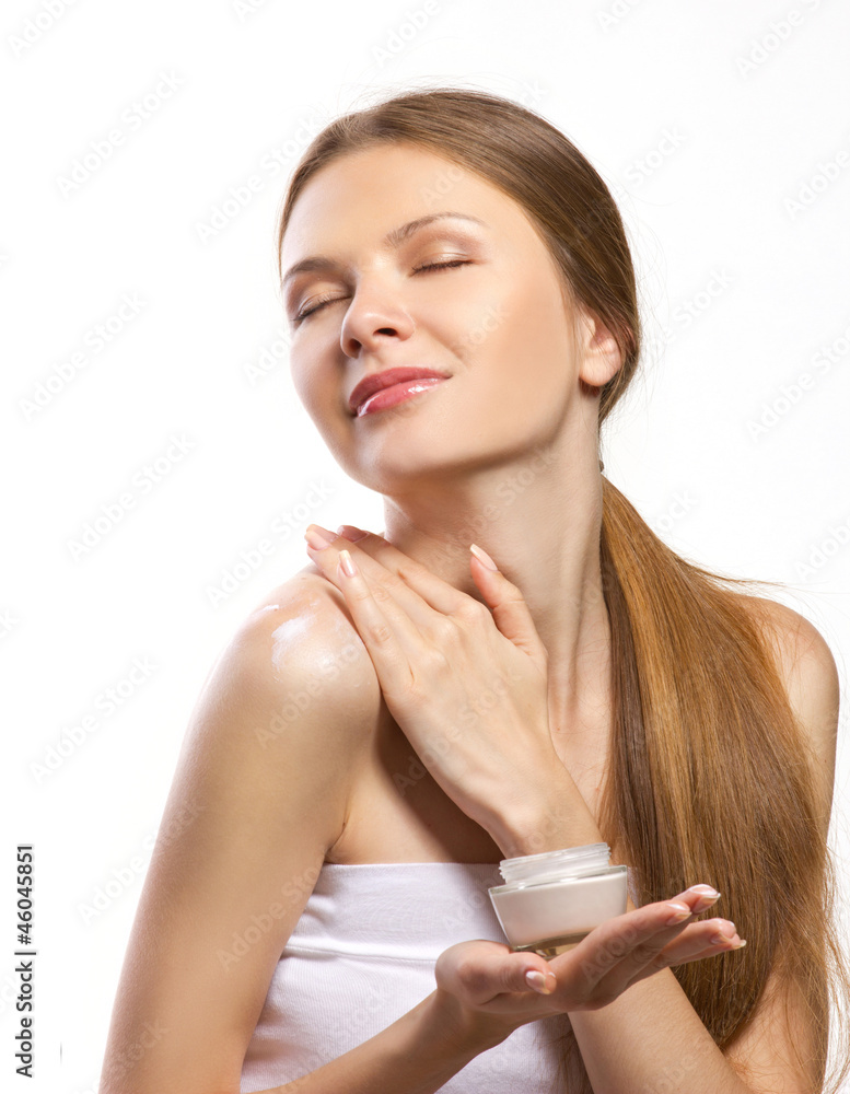 beautiful woman enjoyd from cream beautiful woman enjoyd from cream