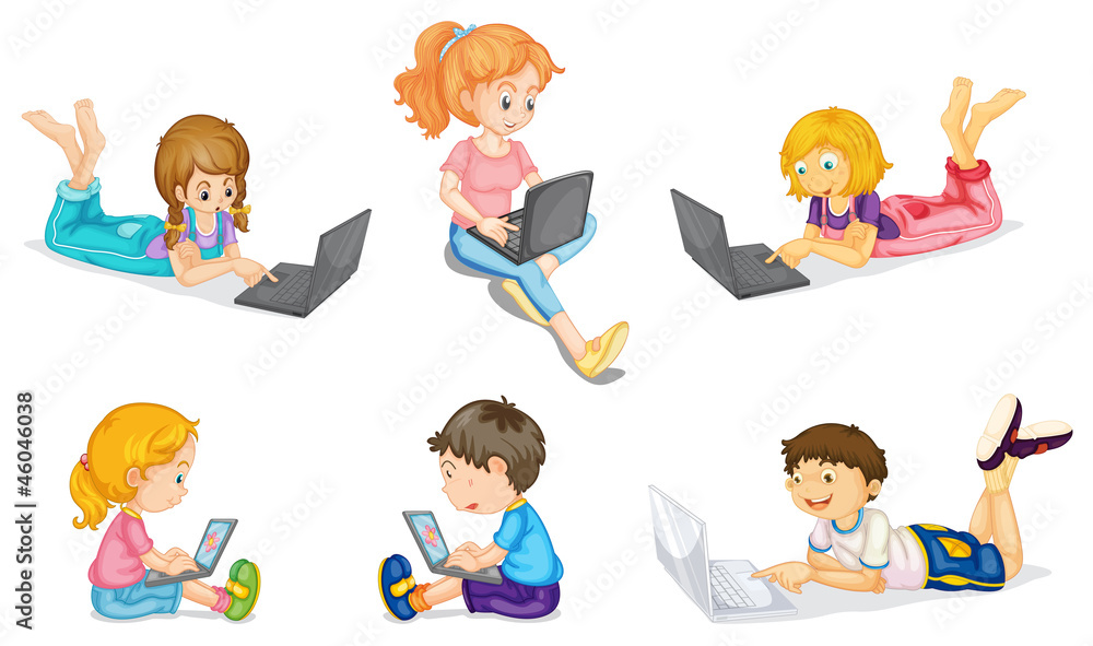 a laptop and kids