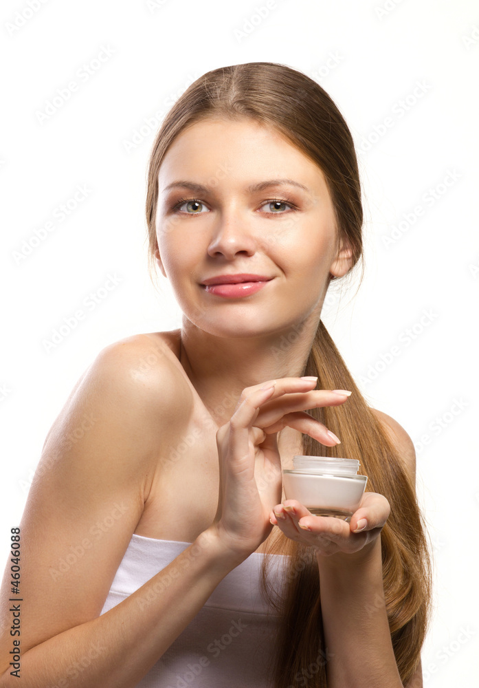 cosmetic preparation in hands of girl cosmetic preparation in hands of girl