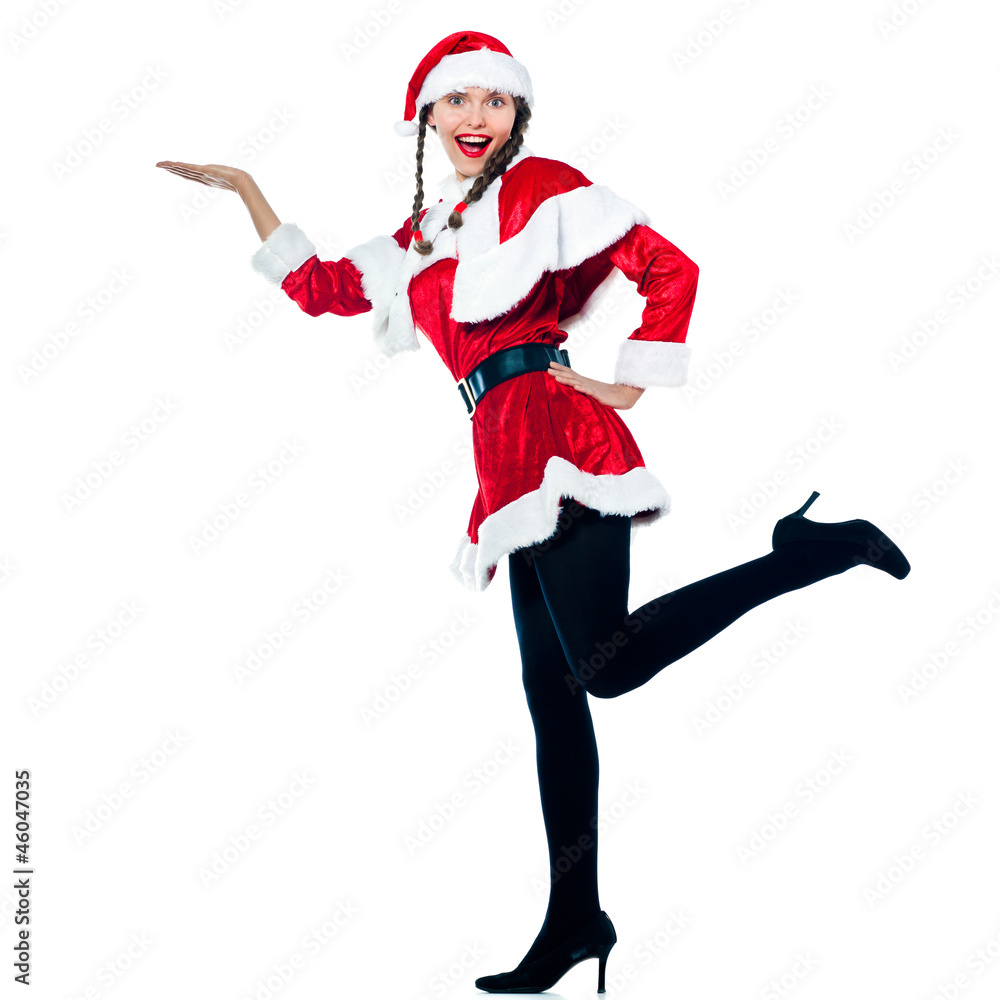 woman santa claus christmas product placement woman santa claus christmas product placement
