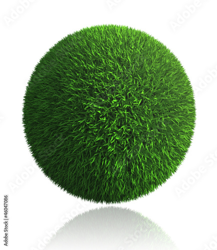 green grass ball on white background