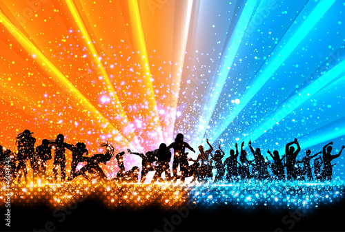 Silhouettes of people dancing background