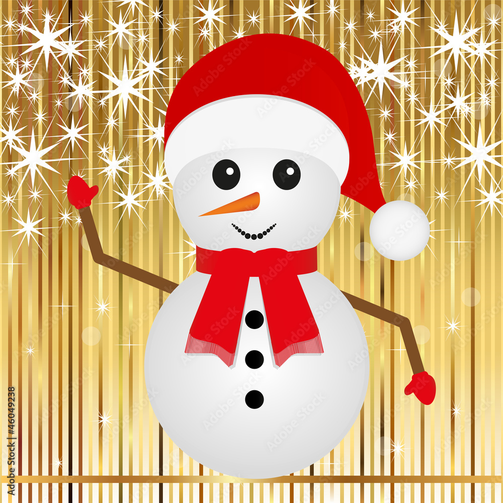 snowman on a gold background