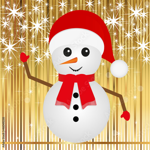snowman on a gold background