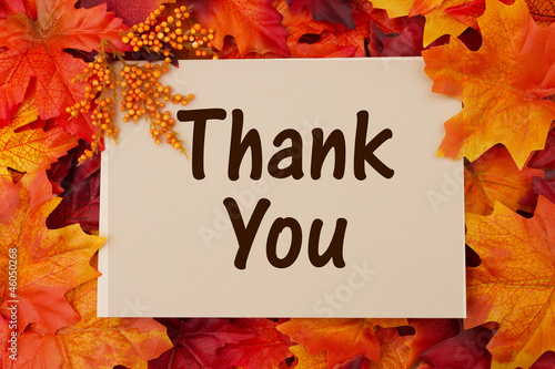 Thank You card with fall leaves
