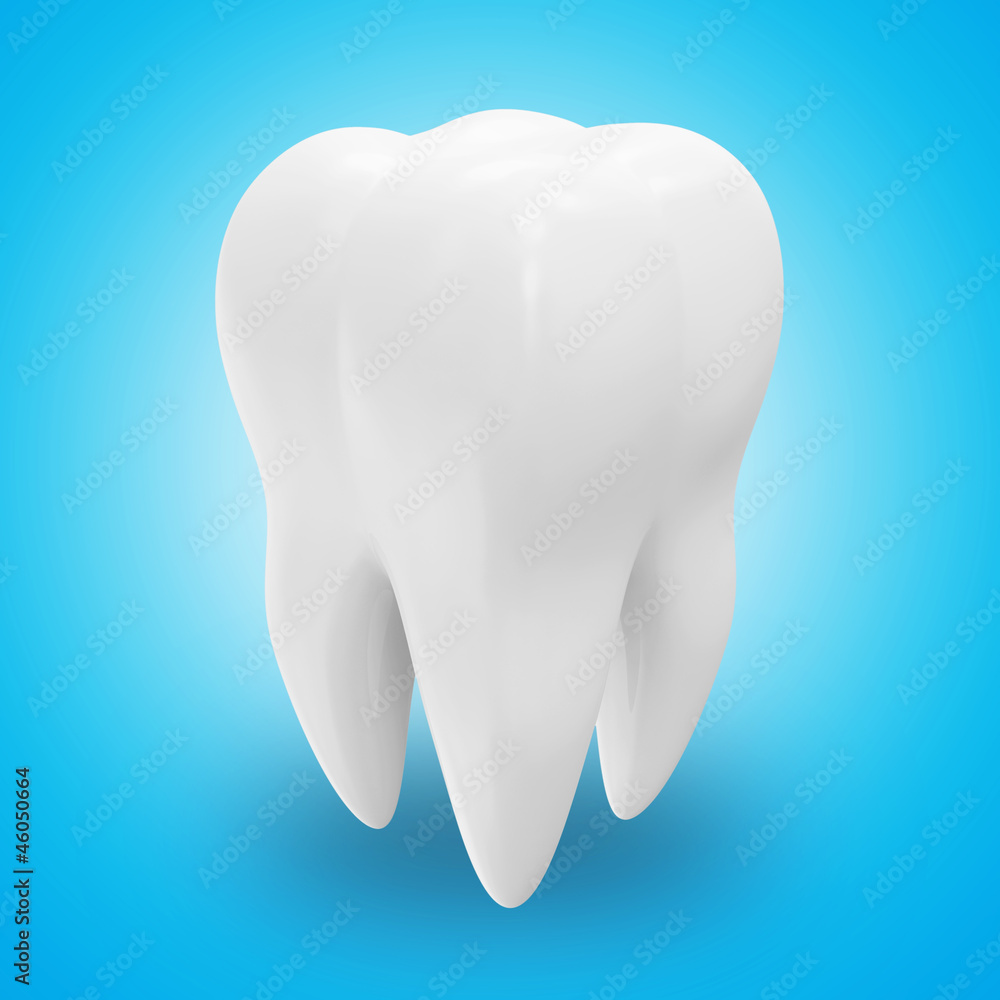 Health Tooth on blue background Health Tooth on blue background