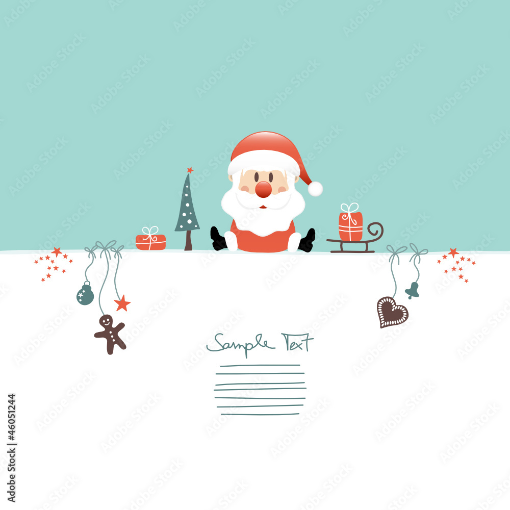 Card Sitting Christmas Santa & Symbols Retro Card Sitting Christmas Santa & Symbols Retro