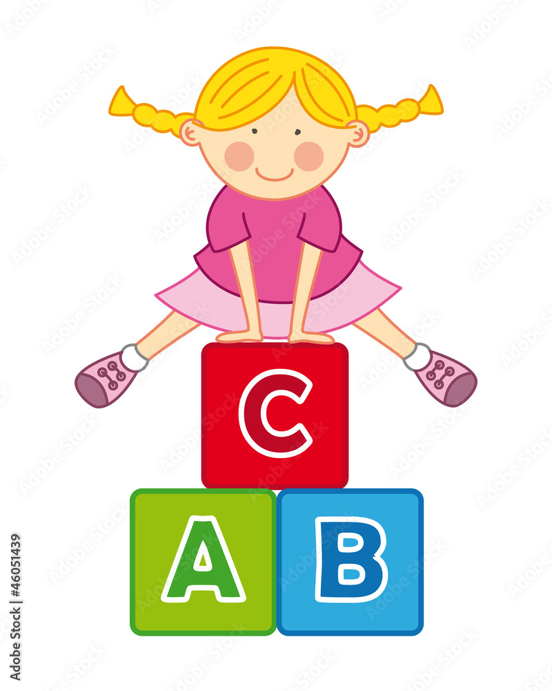 Niña jugando y aprendiendo el abecedario Niña jugando y aprendiendo el abecedario