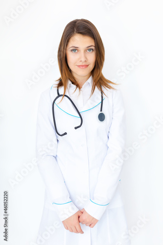 Portrait of young female doctor with stethoscope