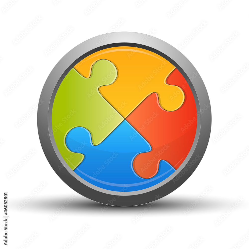 Puzzle button, colorful concept