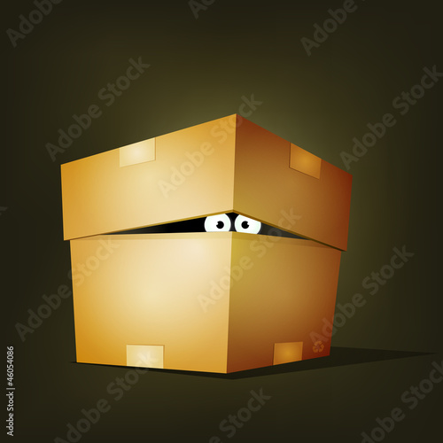 Creature Inside Birthday Cardboard Box