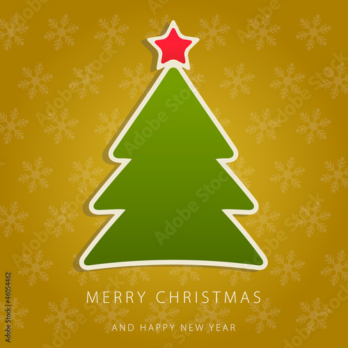 Greeting card Merry Christmas with gold background