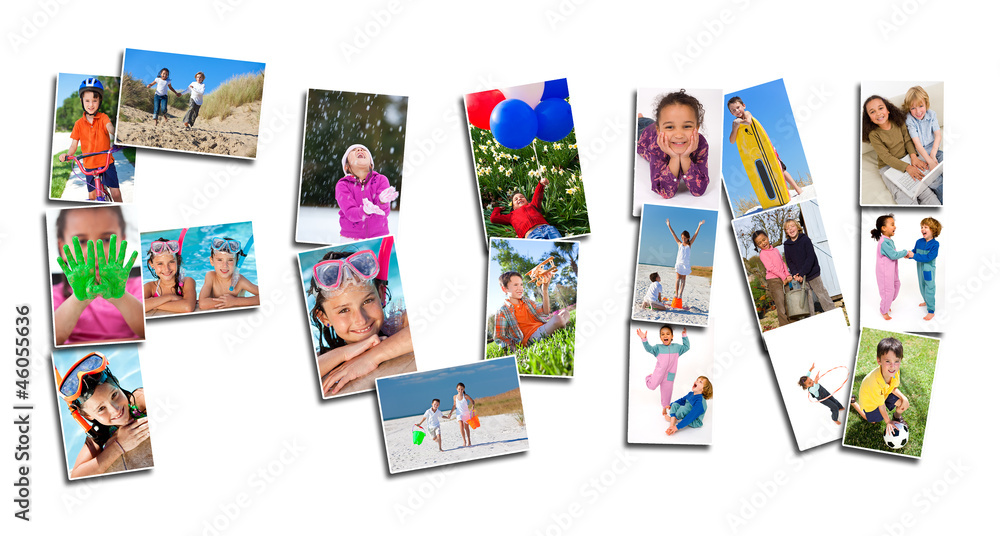 Montage of Young Active Children Having Fun Playing