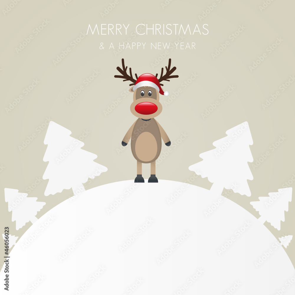 Fototapeta premium reindeer hat christmas tree white background world
