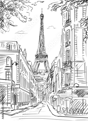Street in paris - illustration #46056646