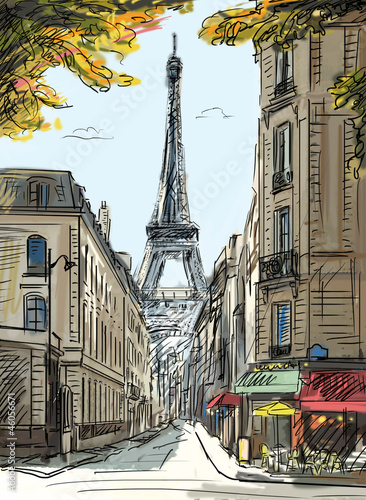 Street in paris - illustration #46056671