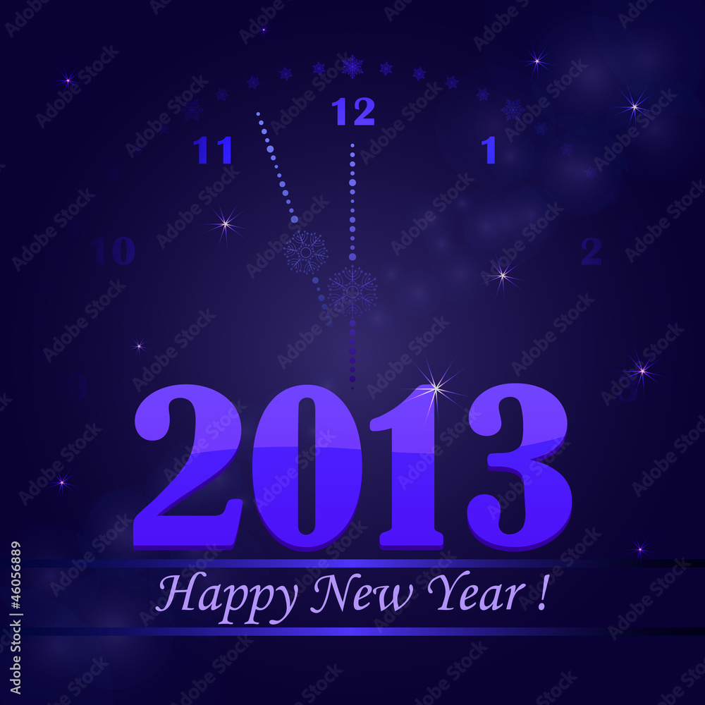 New 2013 Year's card with clock in the background.