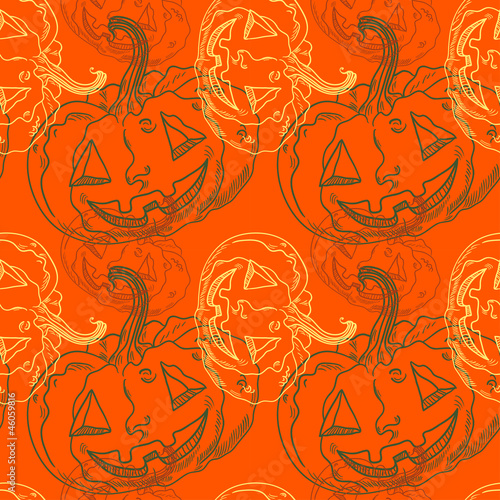 Seamless halloween pattern with pumpkins