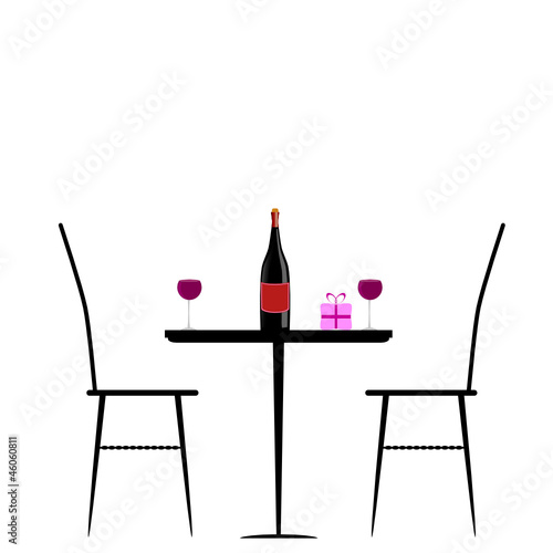 chair and table with wine vector illustration