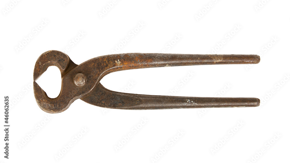 Old iron nippers isolated