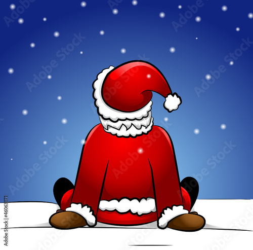 Weihnachtsmann im Schnee sitzend