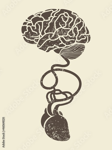 conceptual image of brain and heart connected together