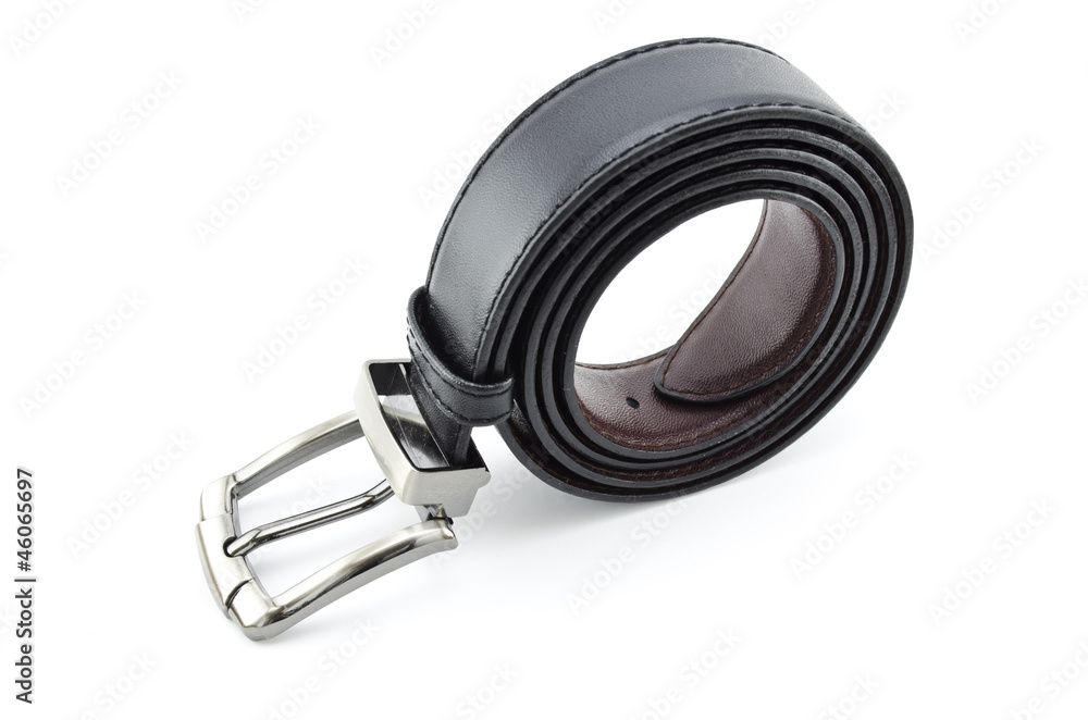 Men black belt isolated on white background Men black belt isolated on white background