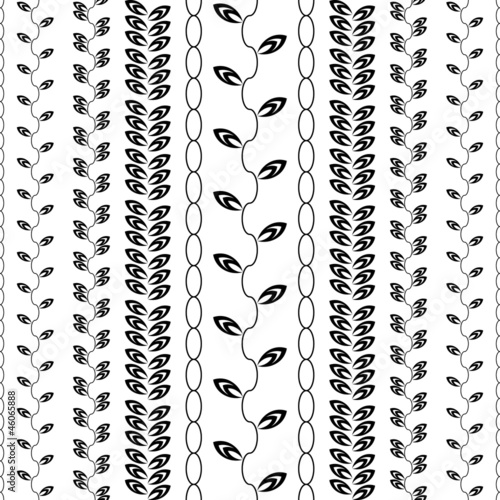 Black and white seamless herbal background