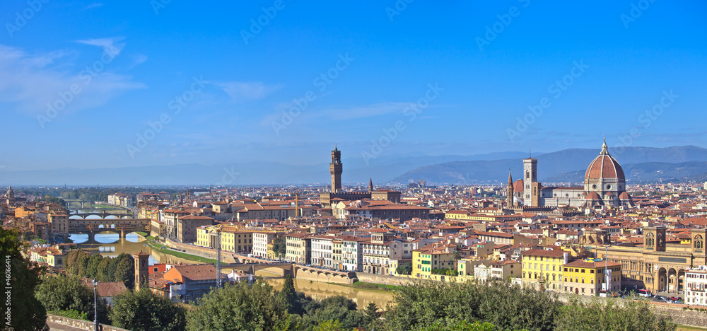 Florence aerial cityscape. Panorama view from Michelangelo park