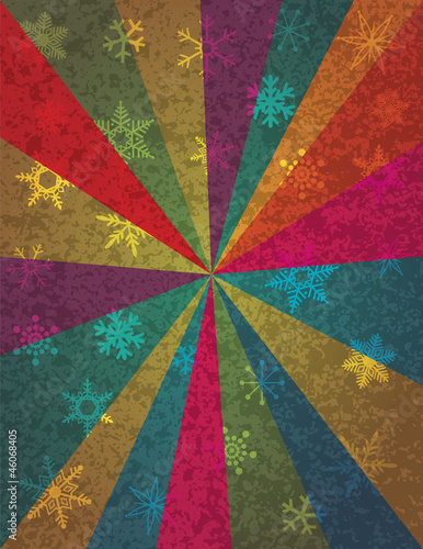 Christmas Snowflakes and Colorful Rays Background Illustration