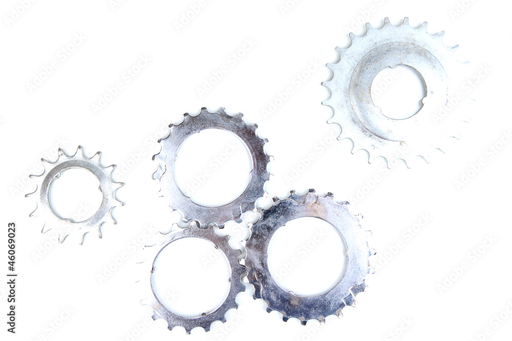 Metal cogwheels isolated on white Metal cogwheels isolated on white