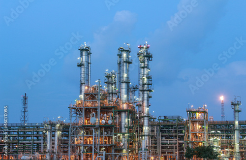 Structure of petrochemical plant in evening scene 