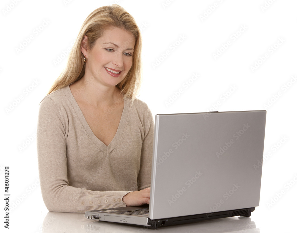 woman using laptop