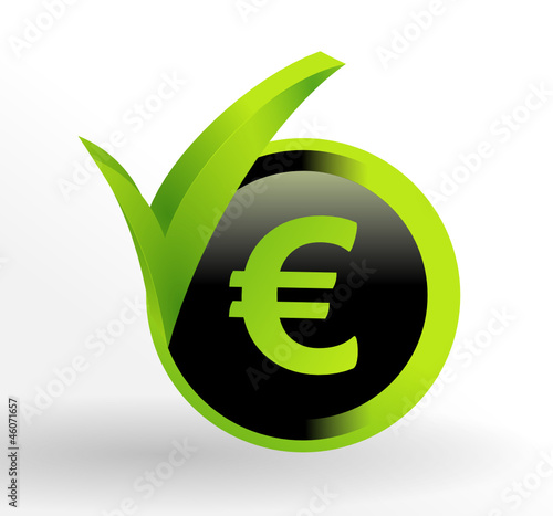 icône euro sur bouton vert et noir