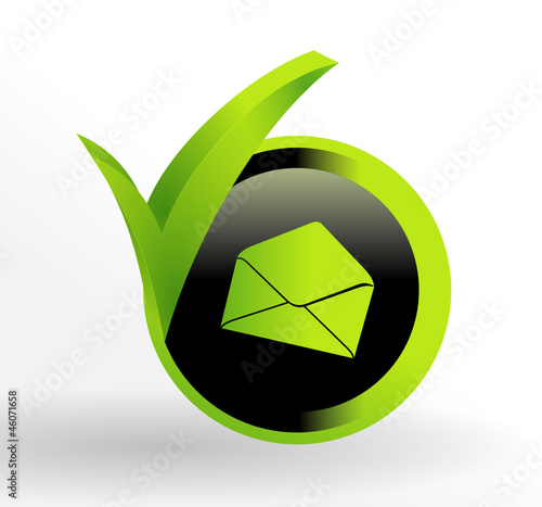 icône enveloppe sur bouton vert et noir