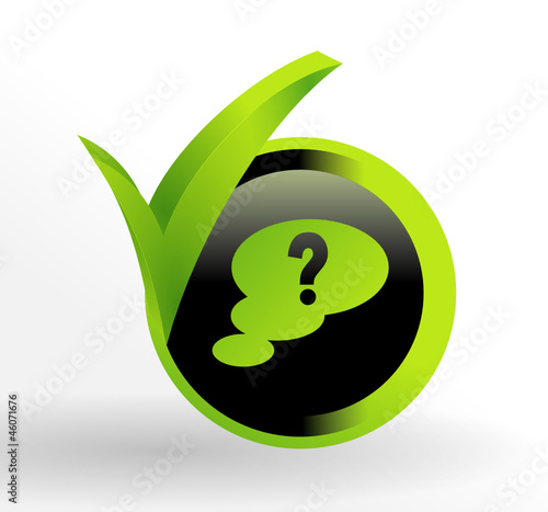 icône question sur bouton vert et noir