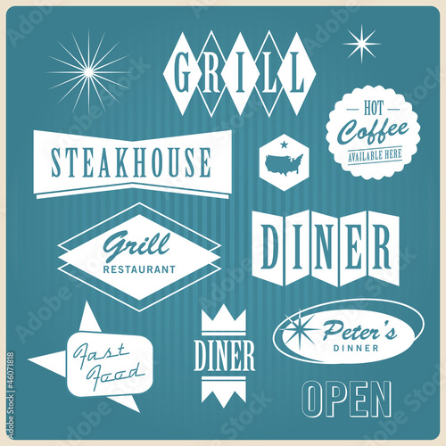 Vintage restaurant logo, badges and labels photo
