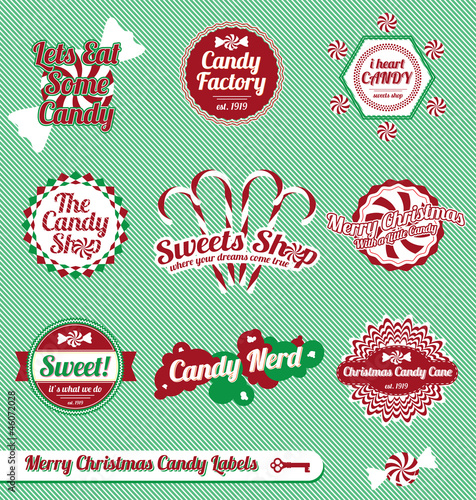 Vector Set: Vintage Christmas Candy Labels and Icons