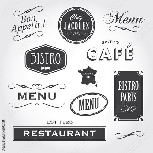 Slika na platnu vintage ornaments and signs french restaurant