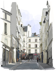 Glasbilder Sammlungen Straße in der Nähe von Montmartre in Paris  © Isaxar