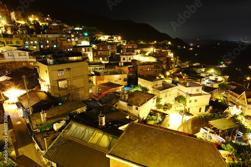 jiu fen village at night, in Taiwan photo