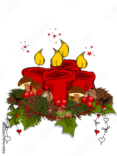 Advent, Weihnachten Karte mit Kerzen