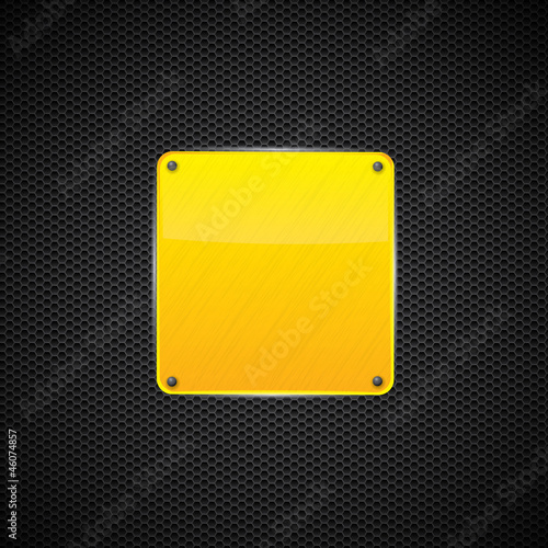 Yellow polished shiny metal plate - vector