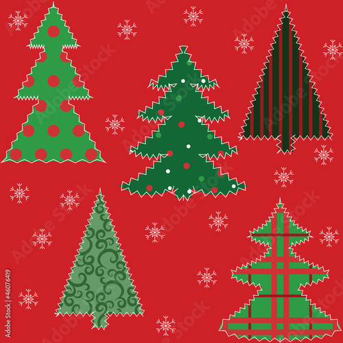 Christmas tree patchwork fabric