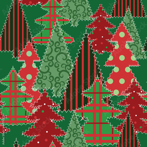 Christmas tree patchwork fabric