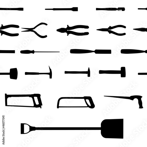 Set of power tools seamless pattern. Vector icon