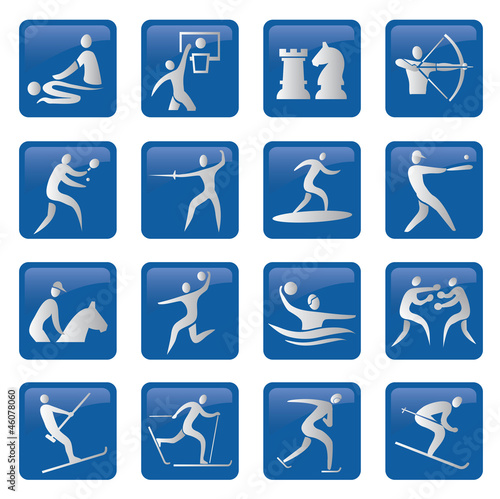 Set of blue sport icons