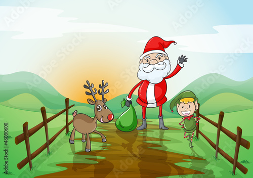 a santa claus and a reindeer