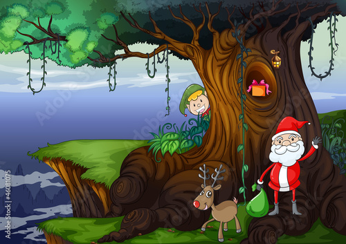 santa claus and a reindeer