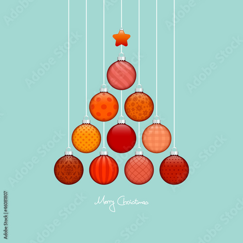 Christmas Tree Hanging Balls Pattern Retro/Silver